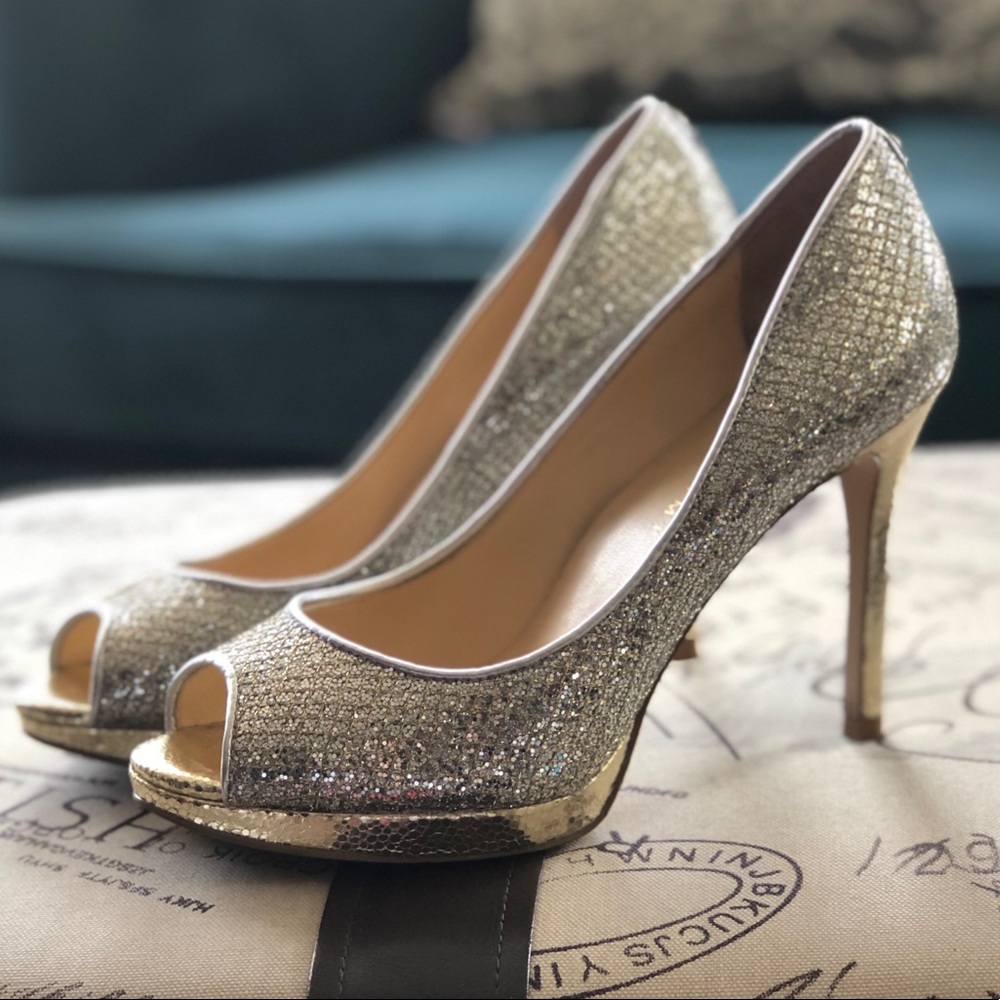 Gold Silver platform heel
